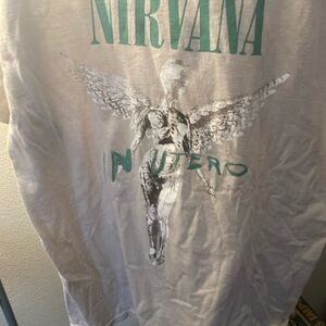 NIRVANA White and Teal Graphic Tee